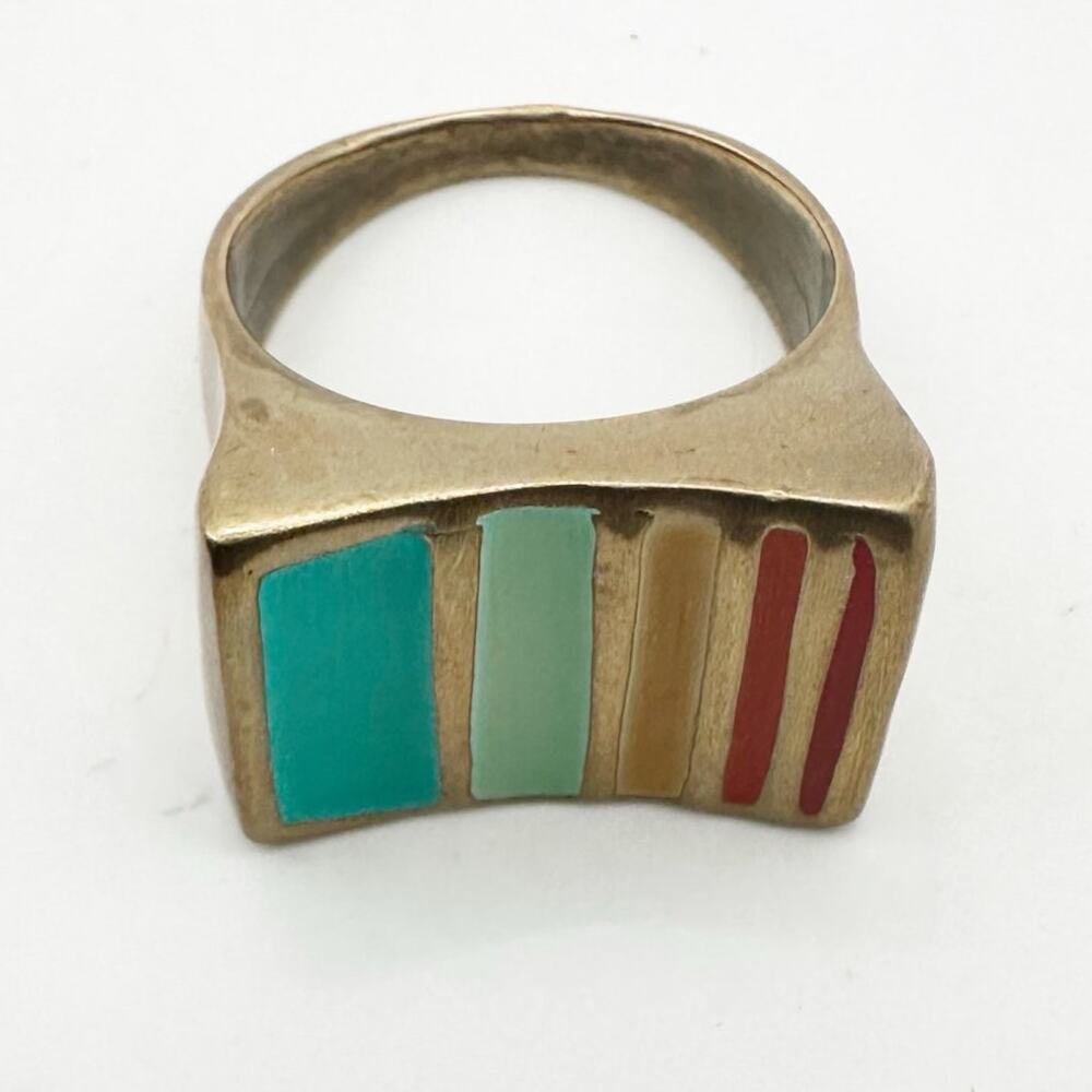 Betsy & Iya Ring Durango Pod 6.5 Size 6 1/2 Multicolor Stripe Casual Jewelry